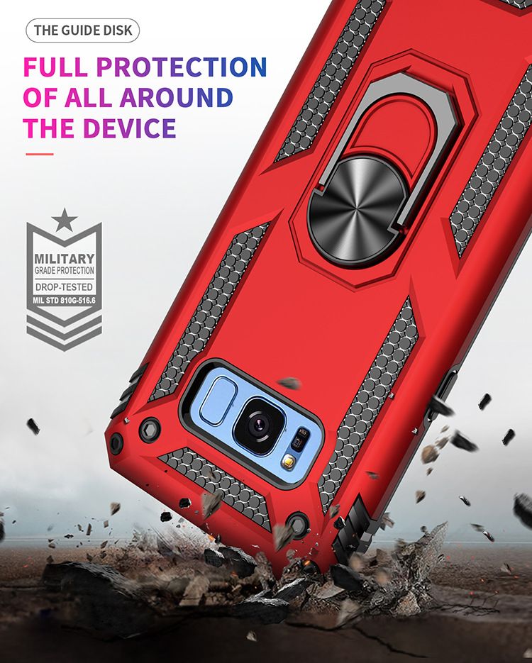 Phone Case For Samsung Galaxy S8 Cover Drop Shock with 360 Metal Swivel Ring Bracket