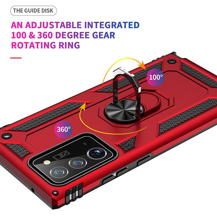 Phone Case For Samsung Galaxy Note 20 Ultra Cover Drop Shock with 360 Metal Swivel Ring Bracket