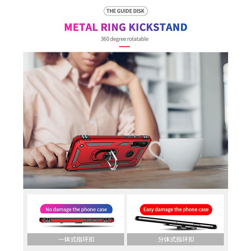 Phone Case For Huawei P30 Lite/Nova 4e Cover Drop Shock with 360 Metal Swivel Ring Bracket