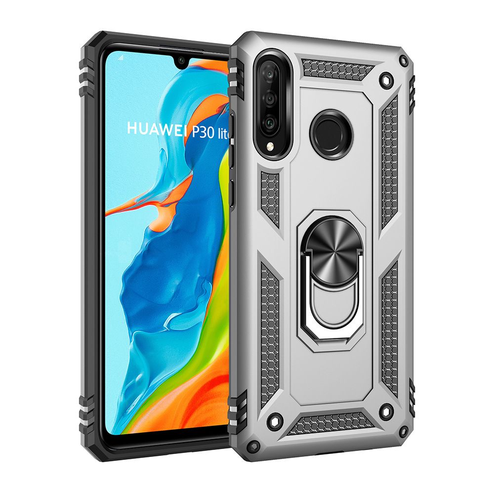 Phone Case For Huawei P30 Lite/Nova 4e Cover Drop Shock with 360 Metal Swivel Ring Bracket