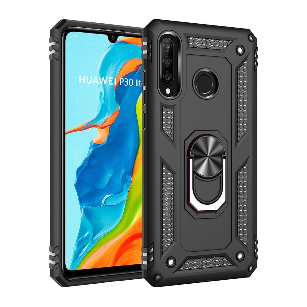 Phone Case For Huawei P30 Lite/Nova 4e Cover Drop Shock with 360 Metal Swivel Ring Bracket