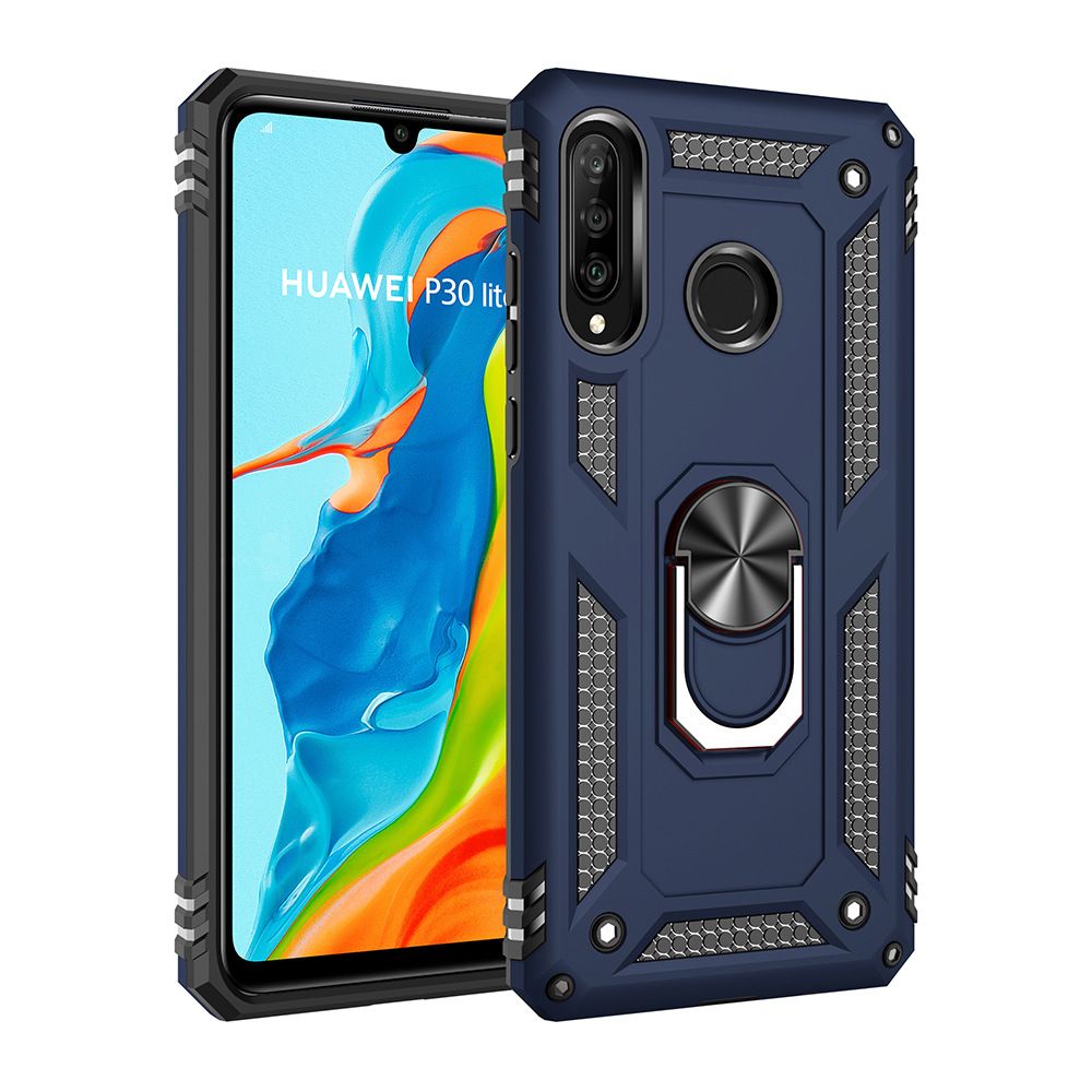 Phone Case For Huawei P30 Lite/Nova 4e Cover Drop Shock with 360 Metal Swivel Ring Bracket