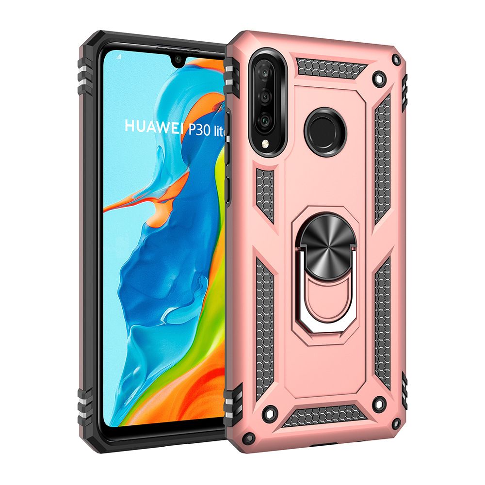 Phone Case For Huawei P30 Lite/Nova 4e Cover Drop Shock with 360 Metal Swivel Ring Bracket