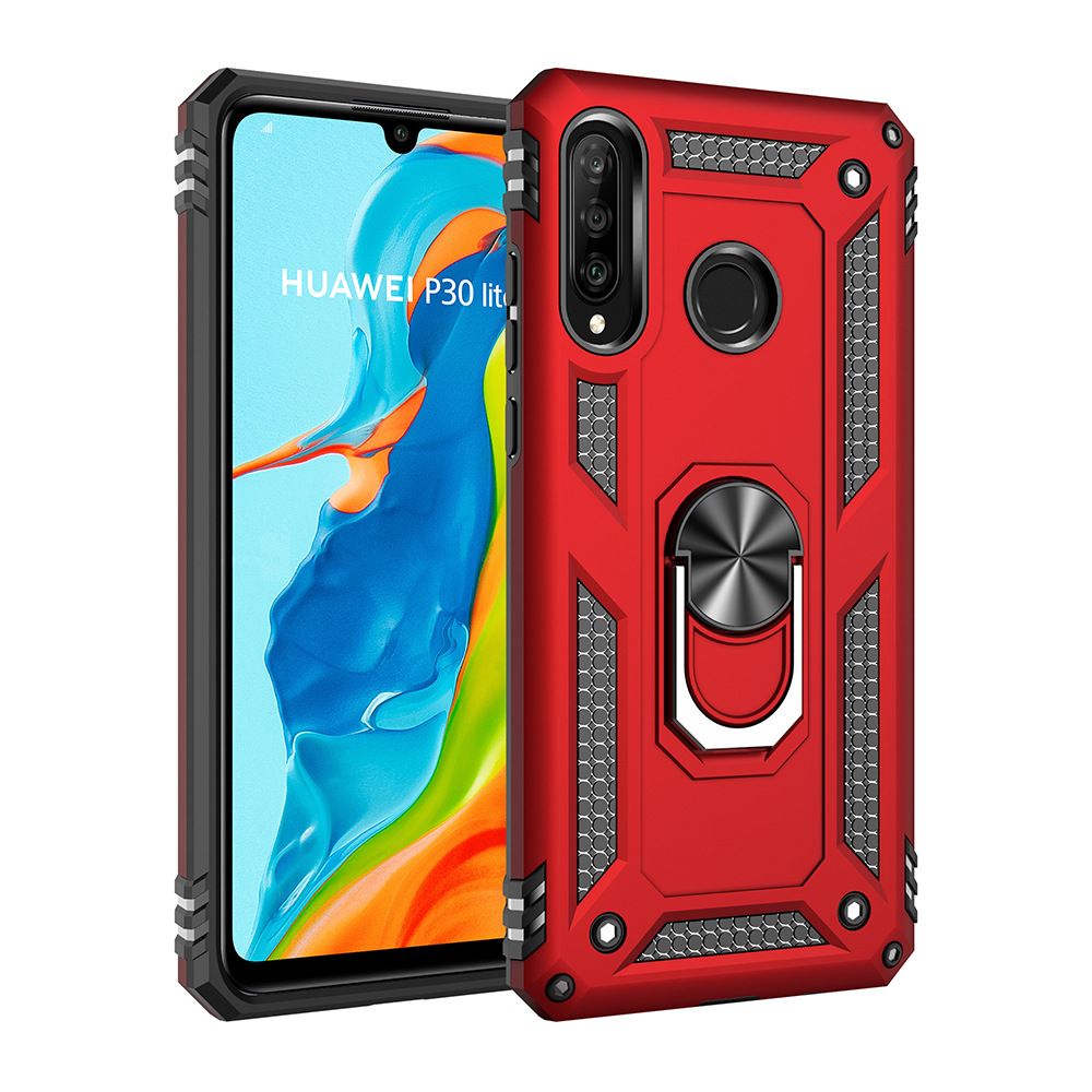 Phone Case For Huawei P30 Lite/Nova 4e Cover Drop Shock with 360 Metal Swivel Ring Bracket