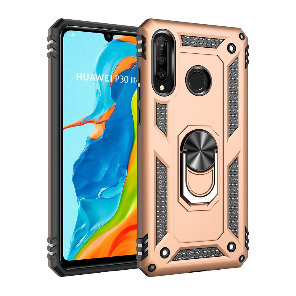 Phone Case For Huawei P30 Lite/Nova 4e Cover Drop Shock with 360 Metal Swivel Ring Bracket