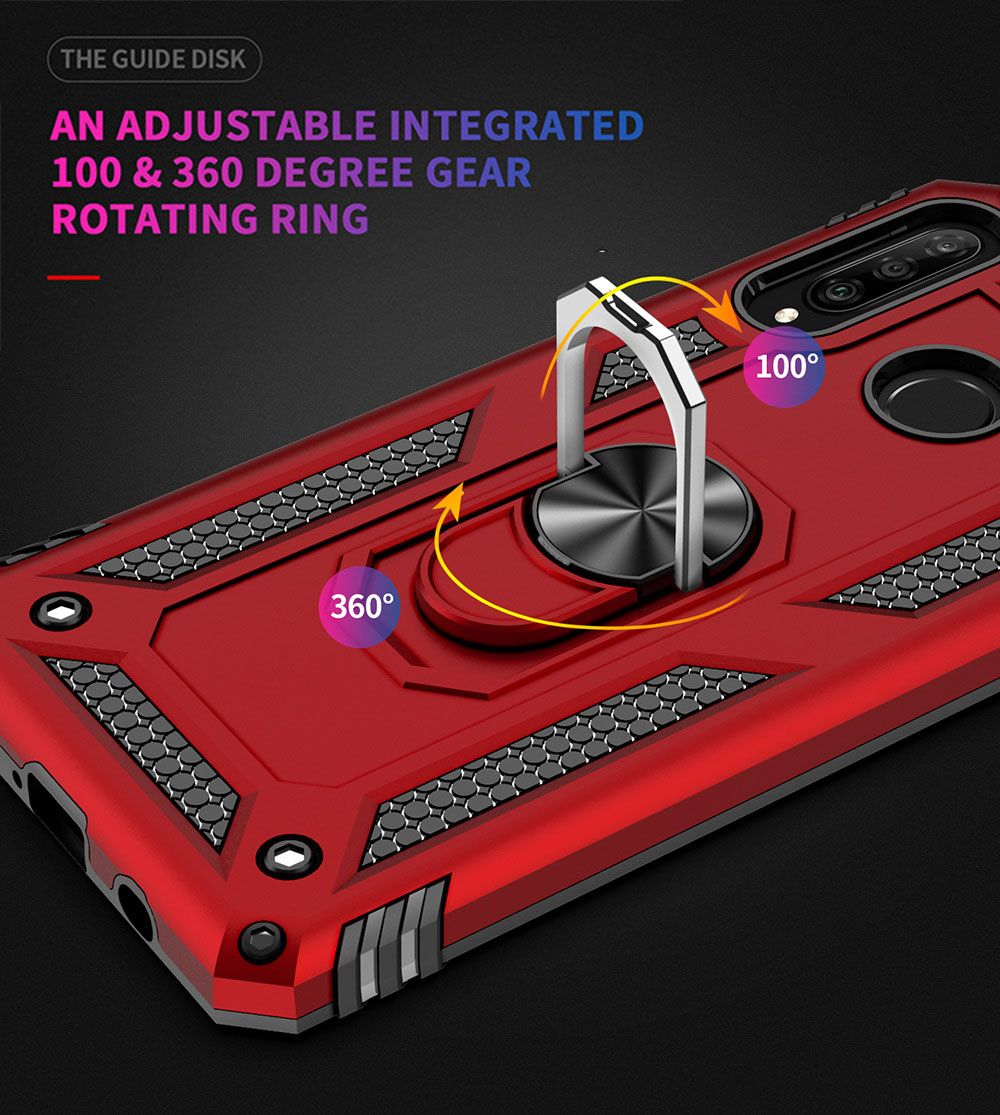 Phone Case For Huawei P30 Lite/Nova 4e Cover Drop Shock with 360 Metal Swivel Ring Bracket