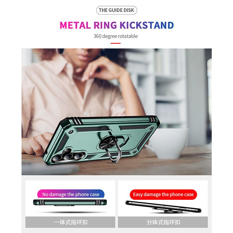 Phone Case For Samsung Galaxy A55 Drop Shock with 360 Metal Swivel Ring Bracket Cover