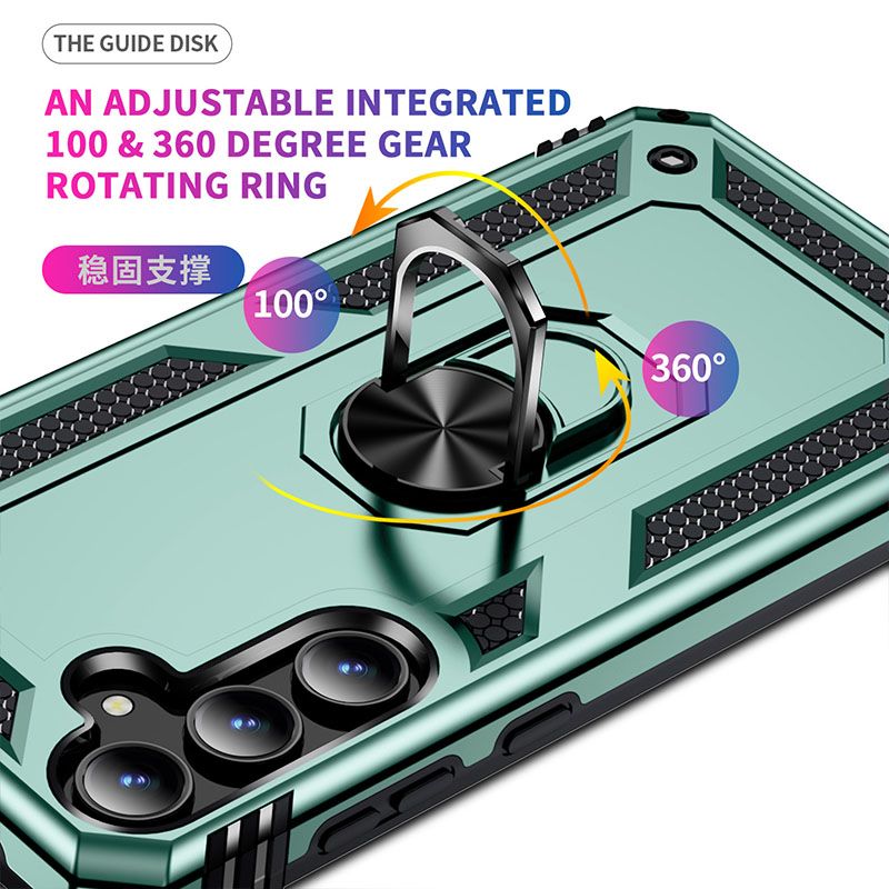 Phone Case For Samsung Galaxy A55 Drop Shock with 360 Metal Swivel Ring Bracket Cover