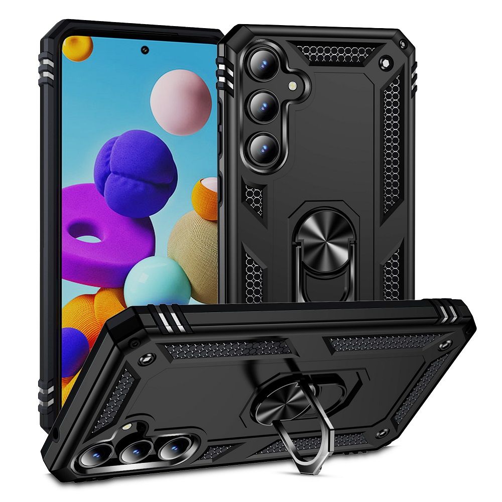 Phone Case For Samsung Galaxy A55 Drop Shock with 360 Metal Swivel Ring Bracket Cover