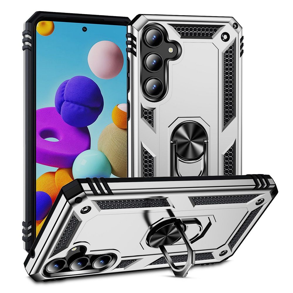 Phone Case For Samsung Galaxy A55 Drop Shock with 360 Metal Swivel Ring Bracket Cover