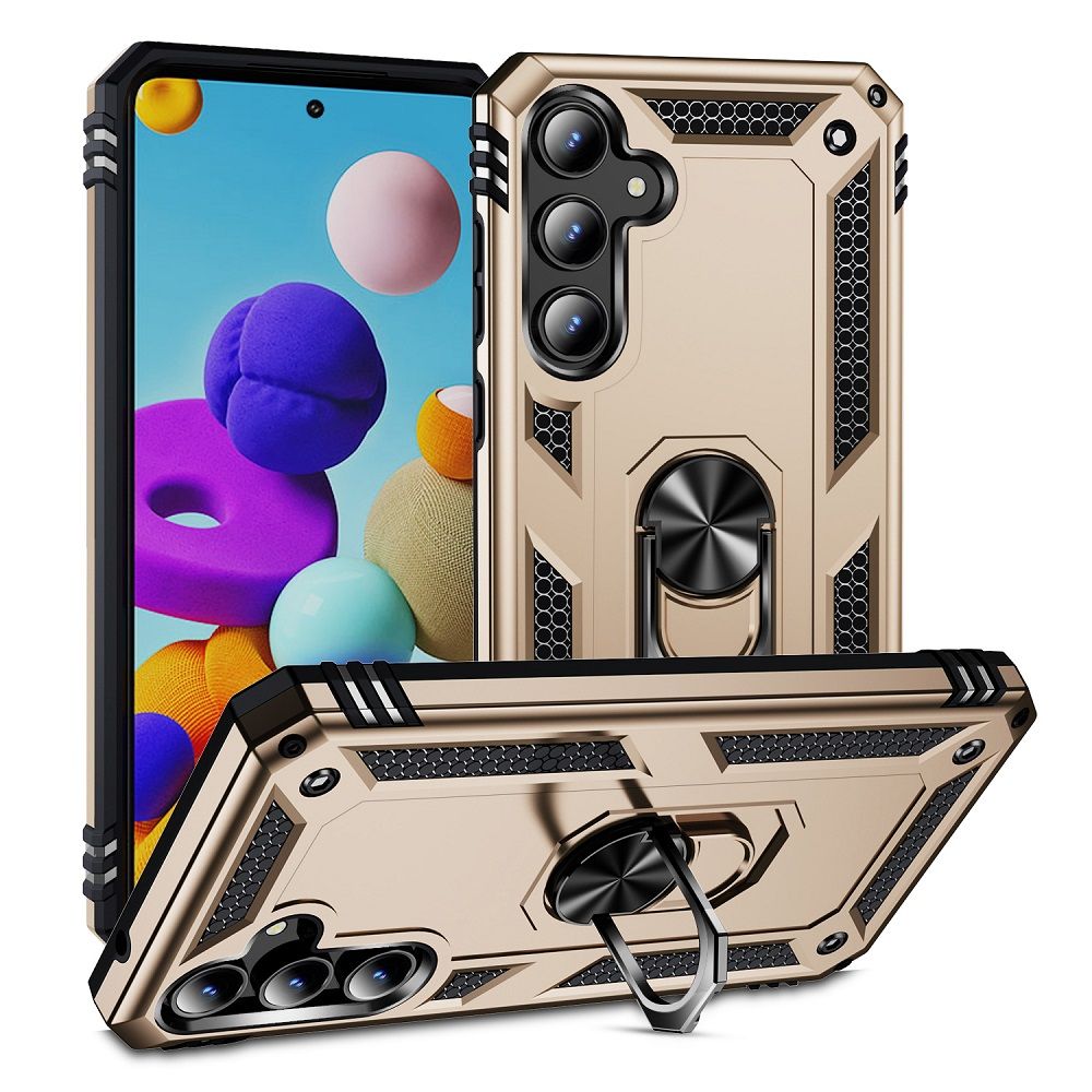 Phone Case For Samsung Galaxy A55 Drop Shock with 360 Metal Swivel Ring Bracket Cover