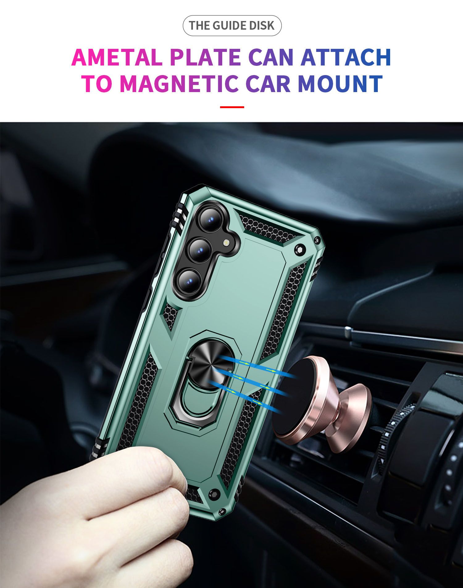 Phone Case For Samsung Galaxy A55 Drop Shock with 360 Metal Swivel Ring Bracket Cover