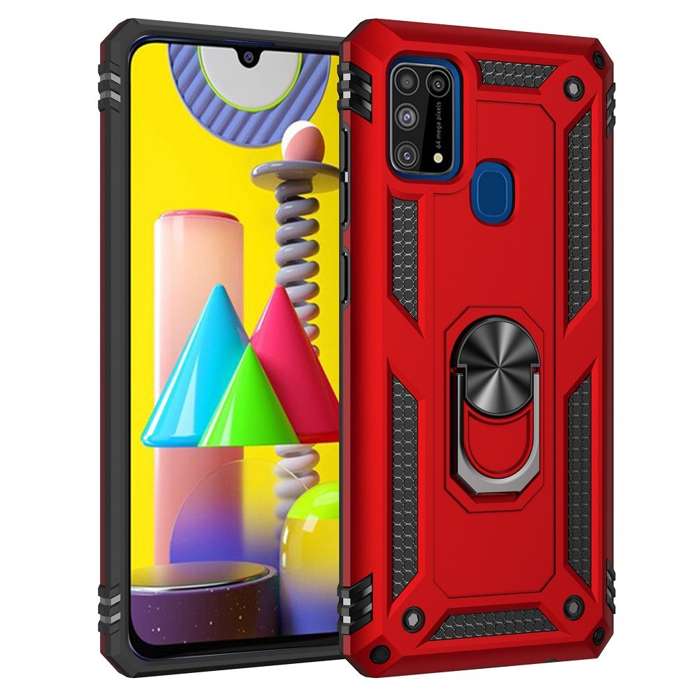 Phone Case For Samsung Galaxy M31/M21/M31 Prime/M30S Drop Shock with 360 Metal Swivel Ring Bracket Cover