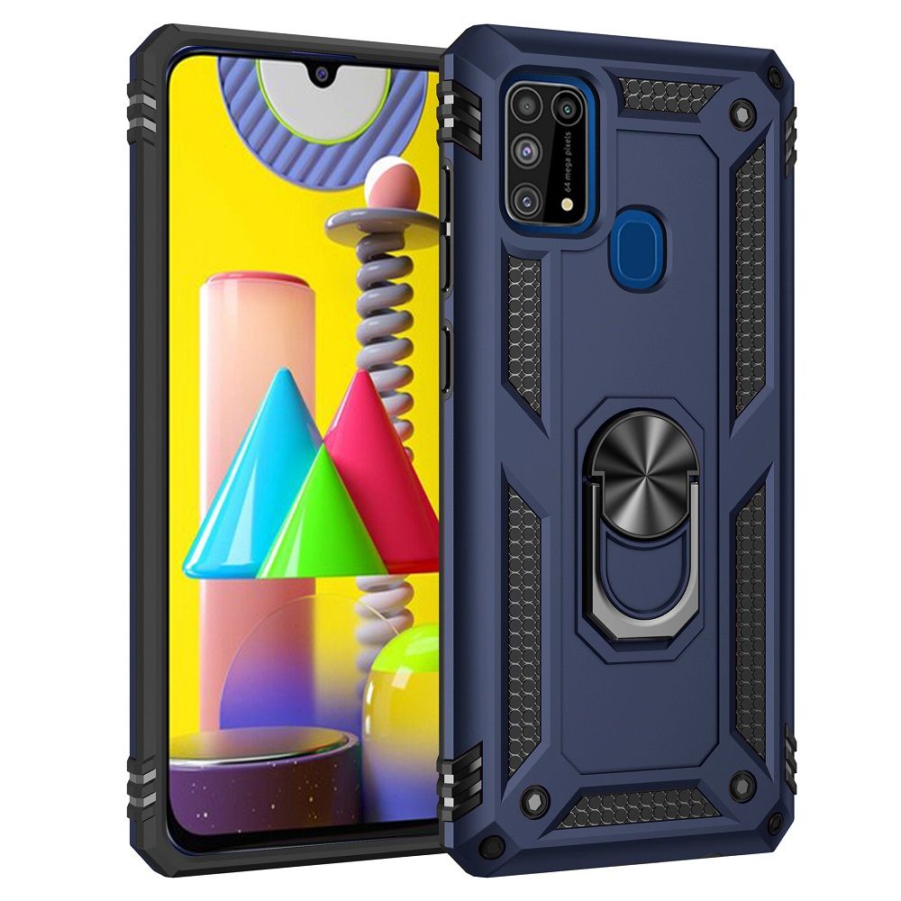 Phone Case For Samsung Galaxy M31/M21/M31 Prime/M30S Drop Shock with 360 Metal Swivel Ring Bracket Cover