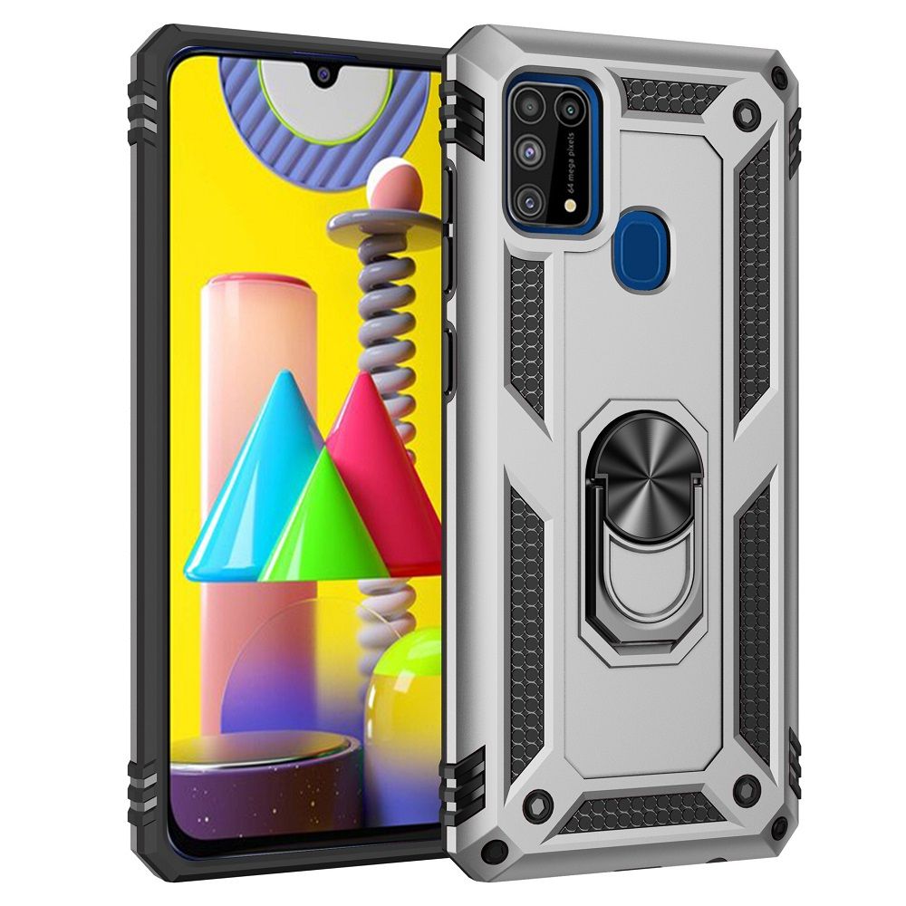 Phone Case For Samsung Galaxy M31/M21/M31 Prime/M30S Drop Shock with 360 Metal Swivel Ring Bracket Cover