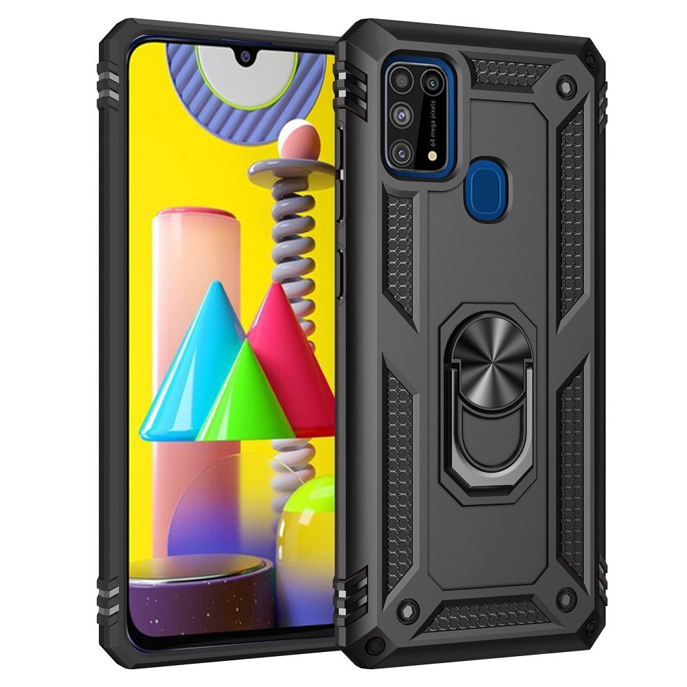 Phone Case For Samsung Galaxy M31/M21/M31 Prime/M30S Drop Shock with 360 Metal Swivel Ring Bracket Cover