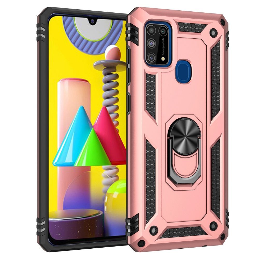 Phone Case For Samsung Galaxy M31/M21/M31 Prime/M30S Drop Shock with 360 Metal Swivel Ring Bracket Cover