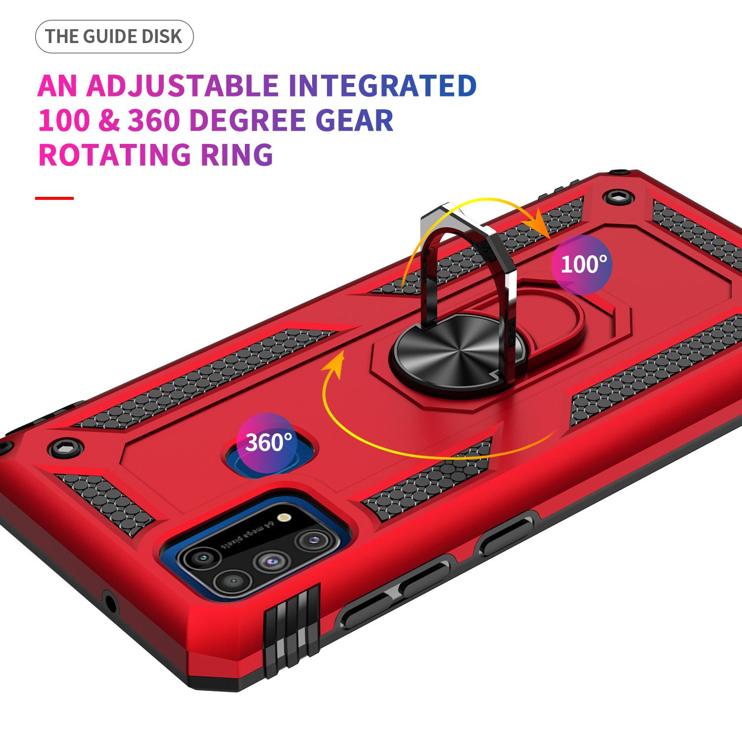 Phone Case For Samsung Galaxy M31/M21/M31 Prime/M30S Drop Shock with 360 Metal Swivel Ring Bracket Cover