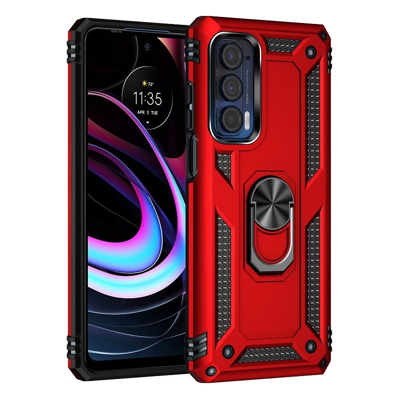 Phone Case For Motorola Edge 2021/Moto Edge (2021) Drop Shock with 360 Metal Swivel Ring Bracket Cover