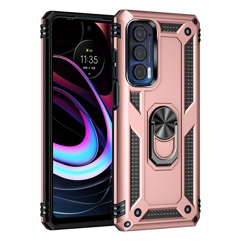 Phone Case For Motorola Edge 2021/Moto Edge (2021) Drop Shock with 360 Metal Swivel Ring Bracket Cover
