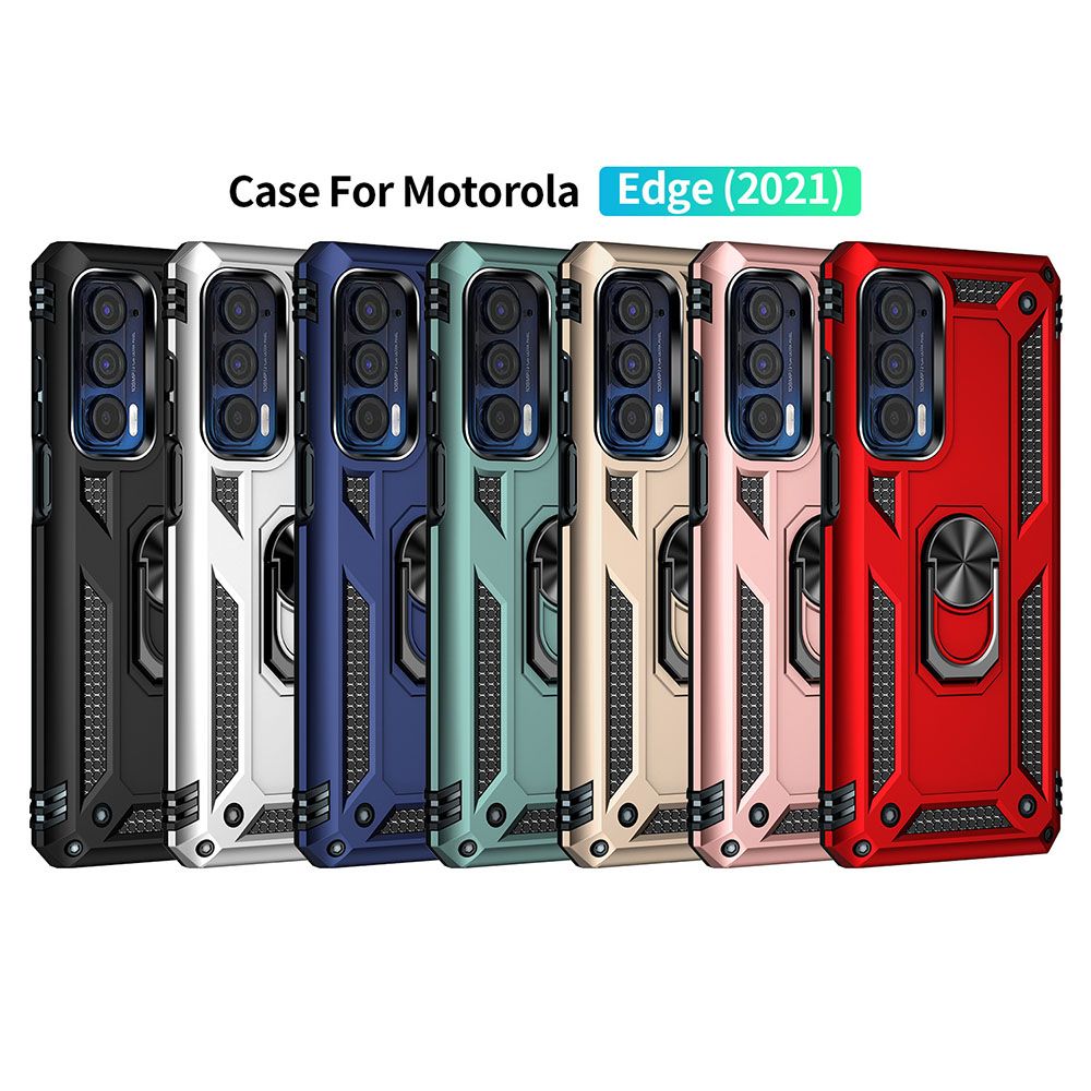 Phone Case For Motorola Edge 2021/Moto Edge (2021) Drop Shock with 360 Metal Swivel Ring Bracket Cover