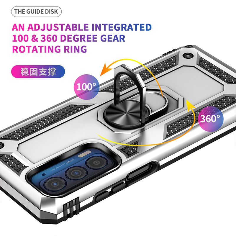 Phone Case For Motorola Edge 2021/Moto Edge (2021) Drop Shock with 360 Metal Swivel Ring Bracket Cover