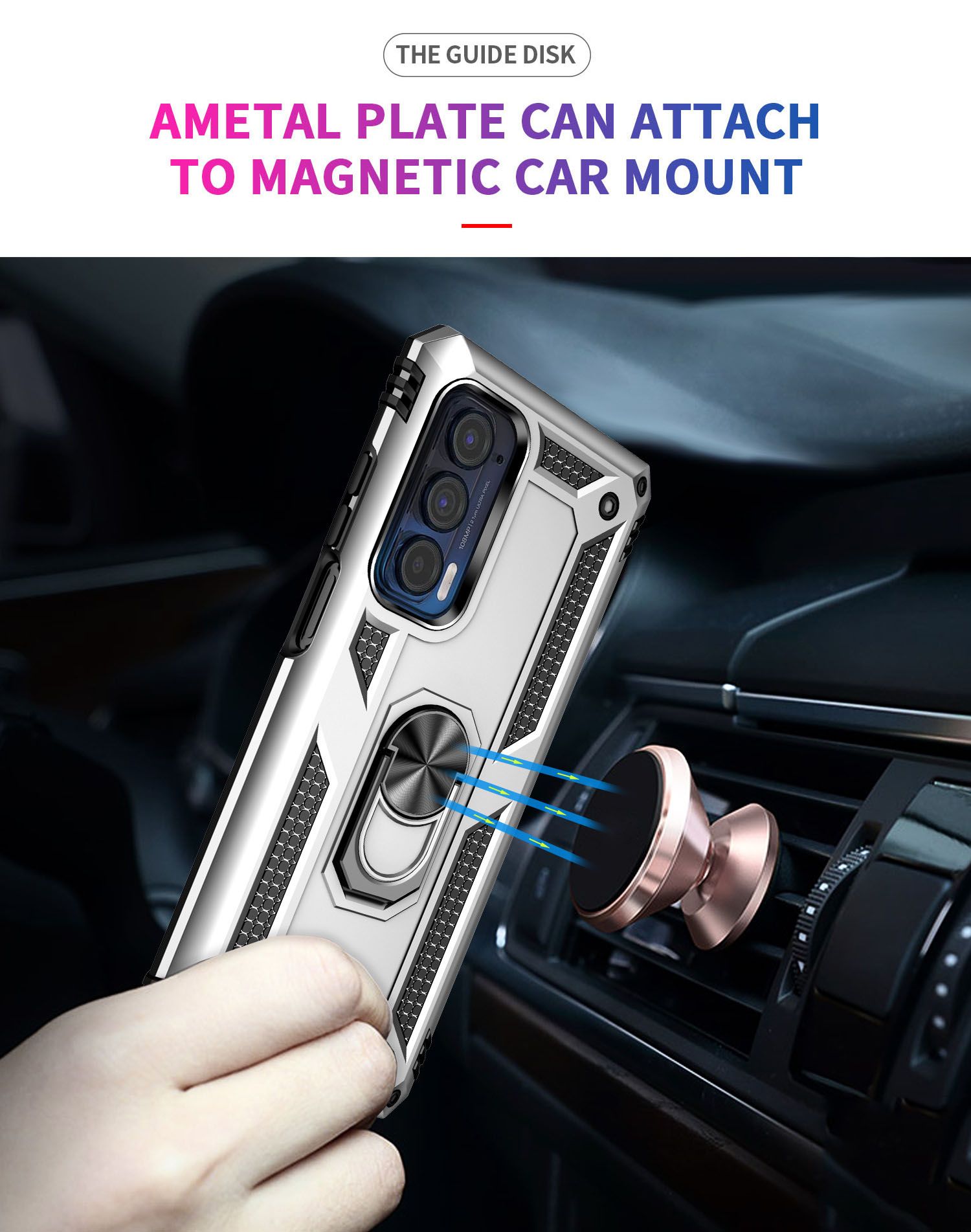 Phone Case For Motorola Edge 2021/Moto Edge (2021) Drop Shock with 360 Metal Swivel Ring Bracket Cover