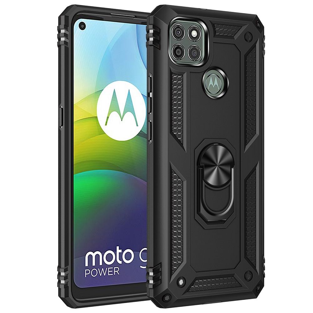 Phone Case For Motorola G9 Power/Moto G9 Power Drop Shock with 360 Metal Swivel Ring Bracket Cover