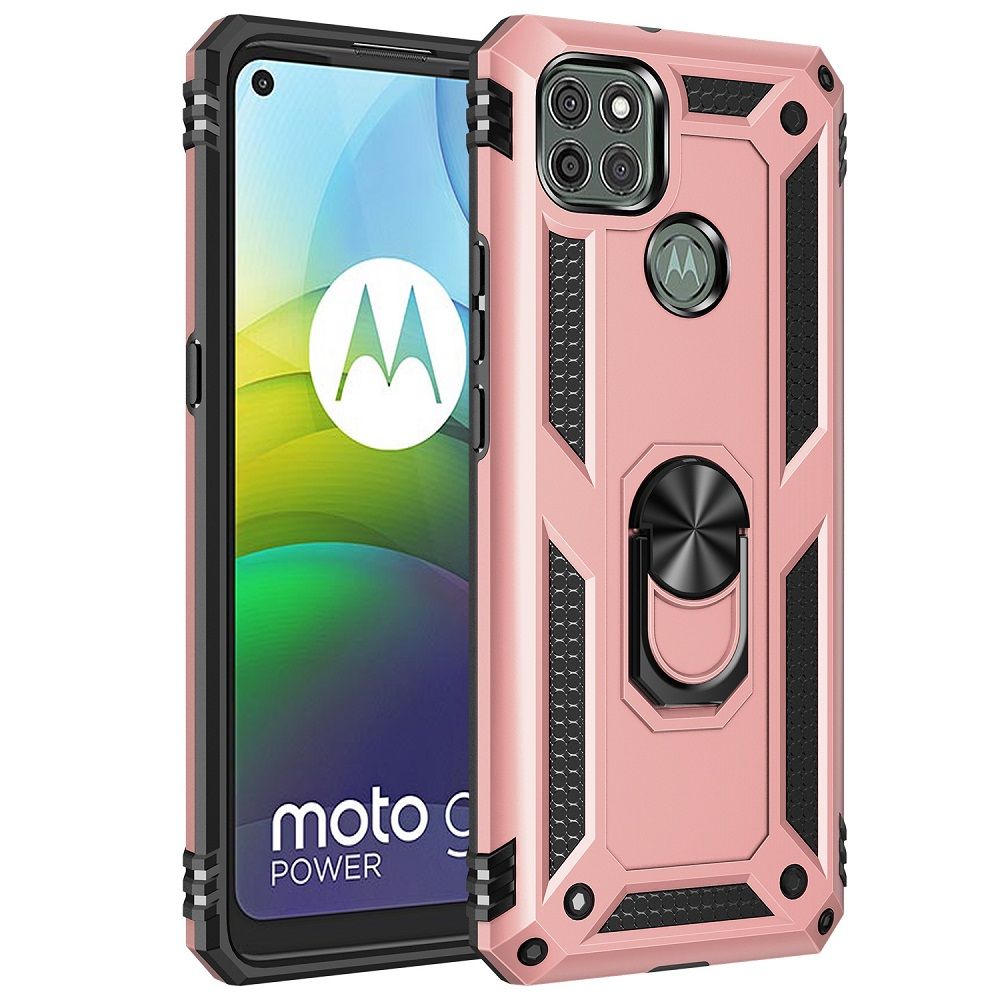 Phone Case For Motorola G9 Power/Moto G9 Power Drop Shock with 360 Metal Swivel Ring Bracket Cover