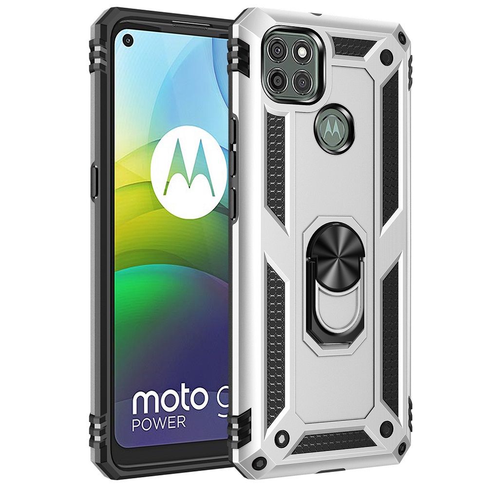 Phone Case For Motorola G9 Power/Moto G9 Power Drop Shock with 360 Metal Swivel Ring Bracket Cover
