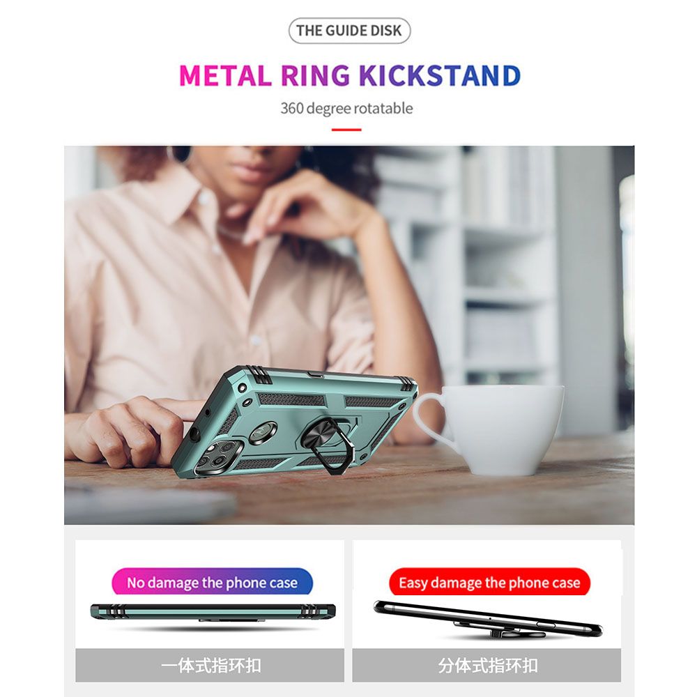 Phone Case For Motorola G9 Power/Moto G9 Power Drop Shock with 360 Metal Swivel Ring Bracket Cover