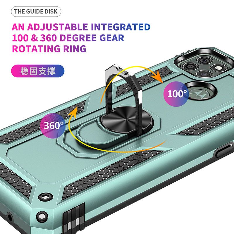 Phone Case For Motorola G9 Power/Moto G9 Power Drop Shock with 360 Metal Swivel Ring Bracket Cover