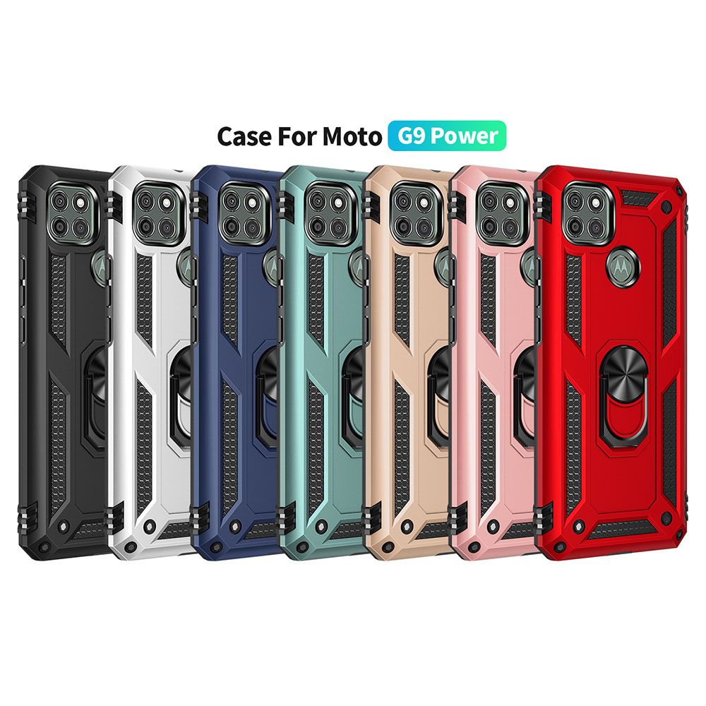 Phone Case For Motorola G9 Power/Moto G9 Power Drop Shock with 360 Metal Swivel Ring Bracket Cover
