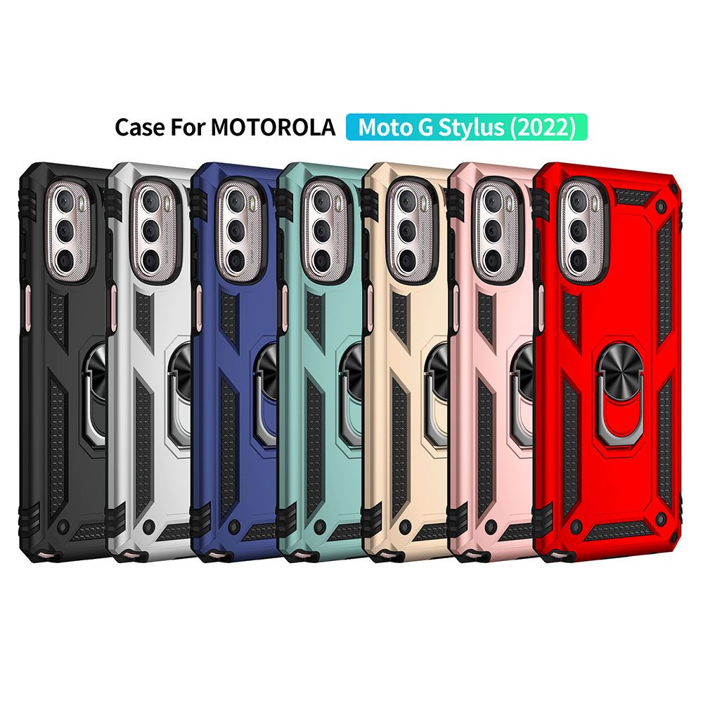 Phone Case For Motorola G Stylus 5G 2022/Moto G Stylus 4G 2022 Drop Shock with 360 Metal Swivel Ring Bracket Cover