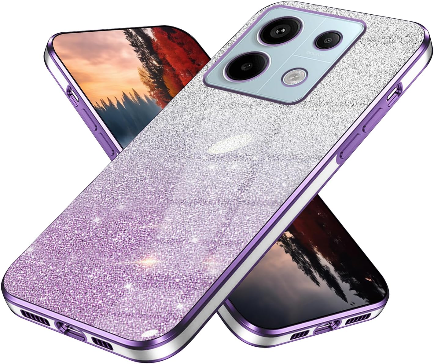 Phone Case for Xiaomi Redmi Note 13 Pro 5G (Not 4G) Glitter Transparent Silicone Electroplated Protective Shockproof 2 in 1 Girl Case