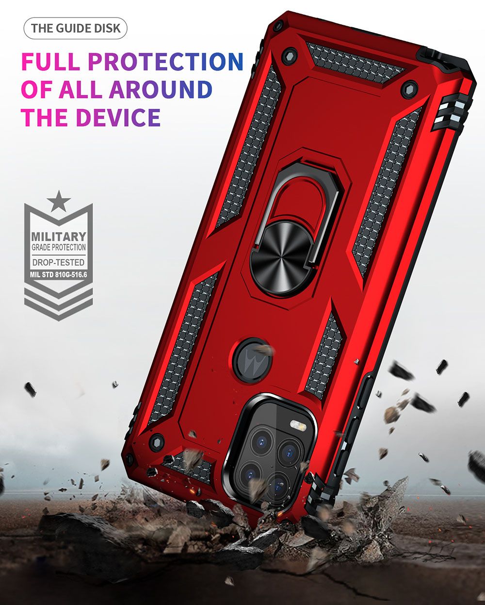 Phone Case For Motorola G Stylus 5G 2021/Moto G Stylus 5G 2021 Drop Shock with 360 Metal Swivel Ring Bracket Cover