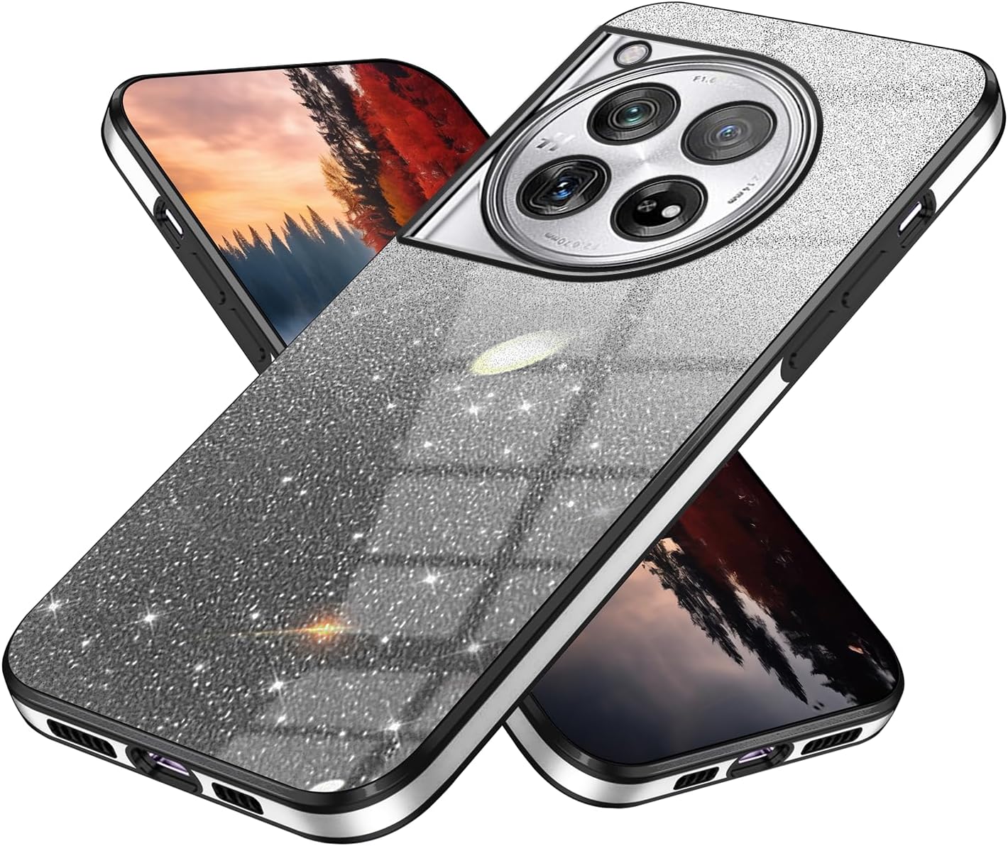 Phone Case for OnePlus 12 5G,OnePlus 12R Glitter Transparent Silicone Electroplated Protective Shockproof Cover