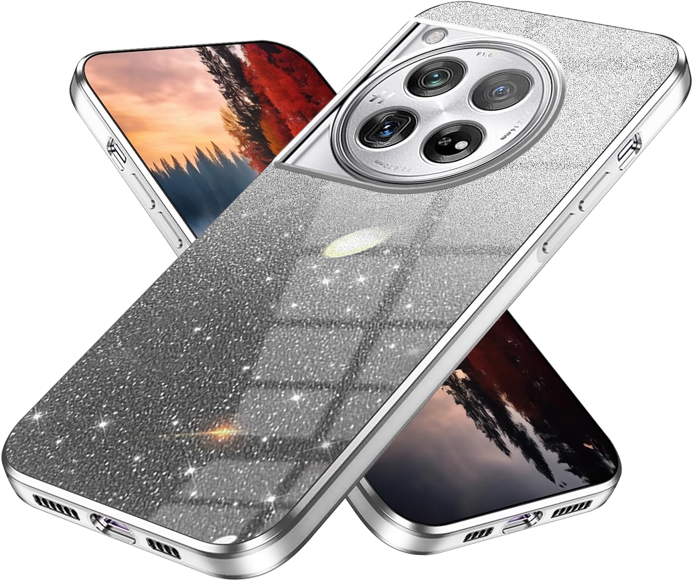 Phone Case for OnePlus 12 5G,OnePlus 12R Glitter Transparent Silicone Electroplated Protective Shockproof Cover