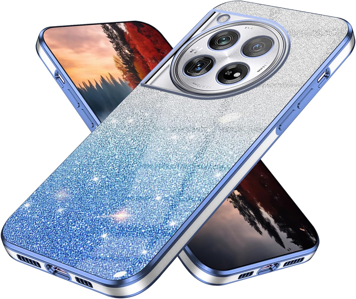 Phone Case for OnePlus 12 5G,OnePlus 12R Glitter Transparent Silicone Electroplated Protective Shockproof Cover