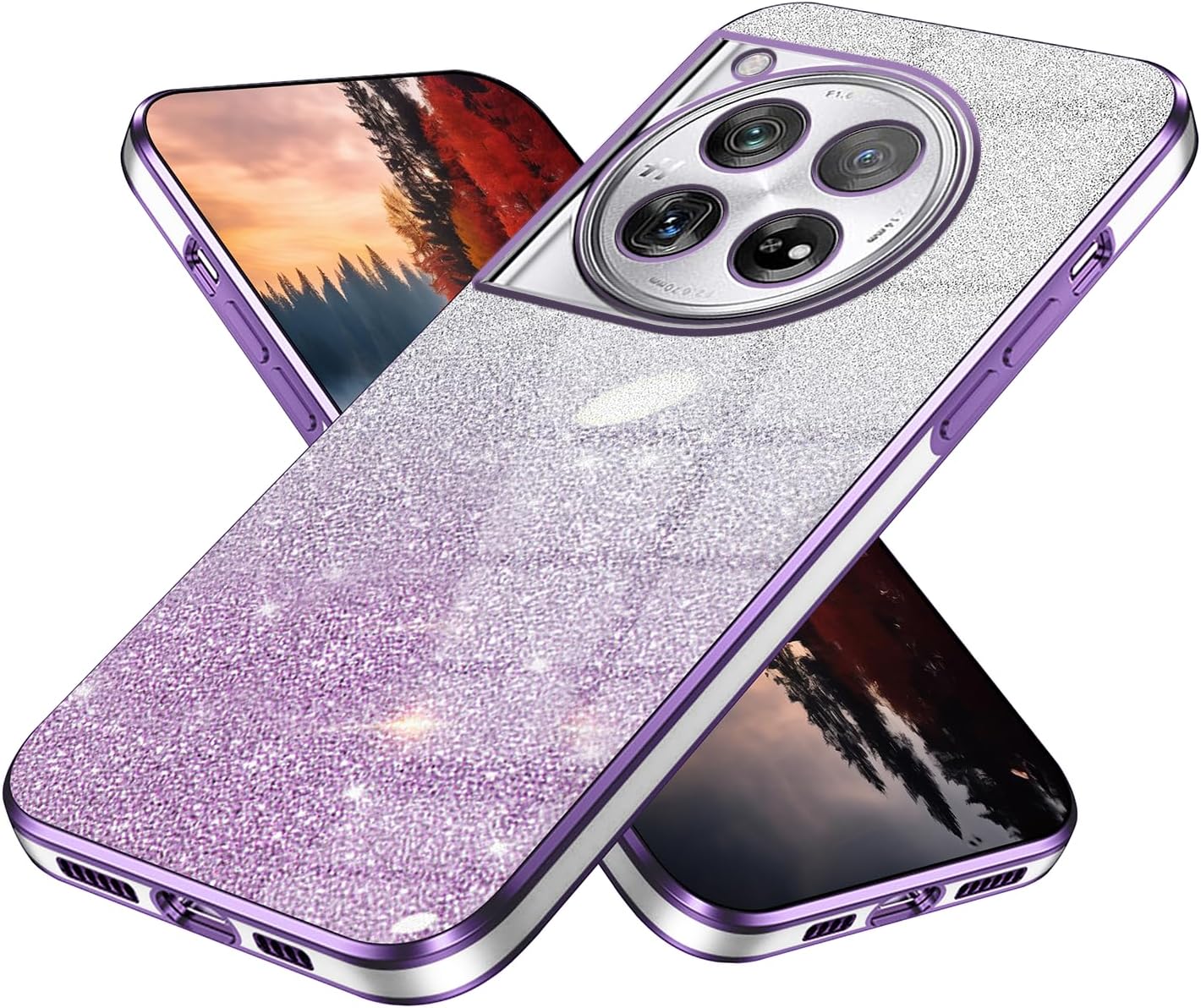 Phone Case for OnePlus 12 5G,OnePlus 12R Glitter Transparent Silicone Electroplated Protective Shockproof Cover