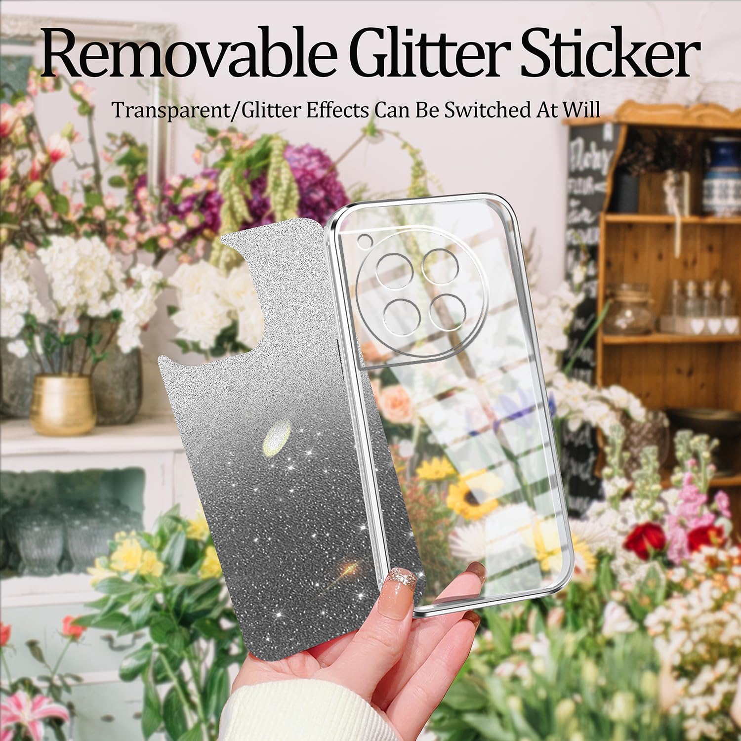 Phone Case for OnePlus 12 5G,OnePlus 12R Glitter Transparent Silicone Electroplated Protective Shockproof Cover