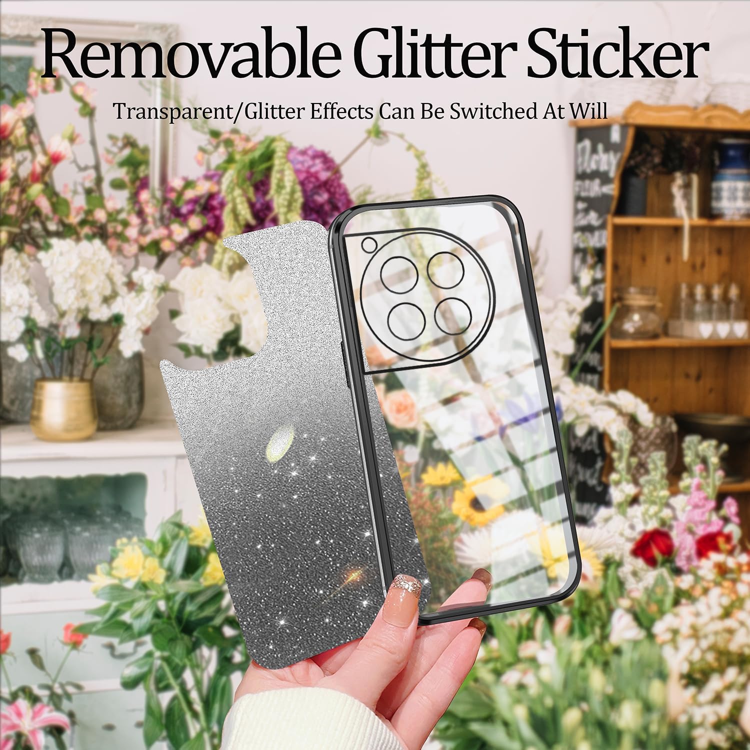 Phone Case for OnePlus 12 5G,OnePlus 12R Glitter Transparent Silicone Electroplated Protective Shockproof Cover