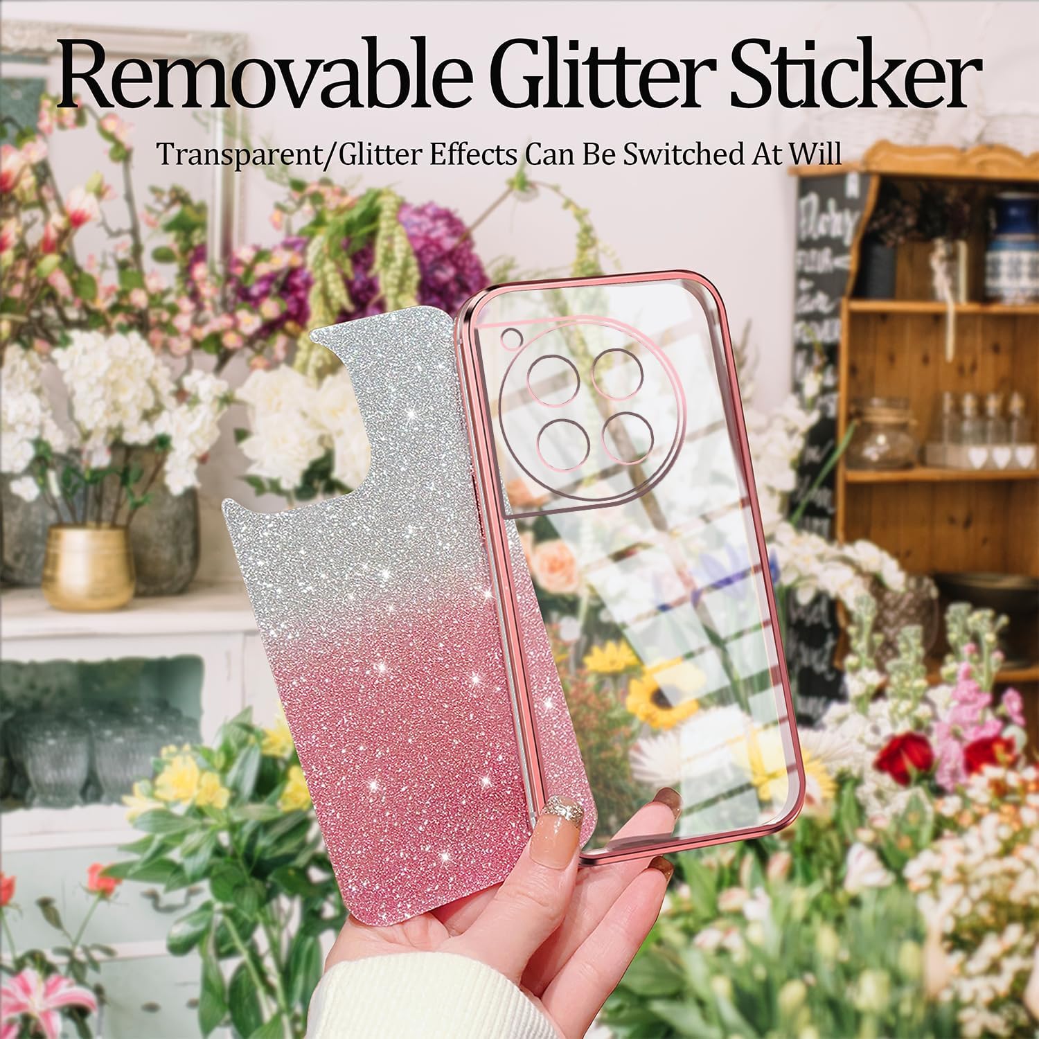 Phone Case for OnePlus 12 5G,OnePlus 12R Glitter Transparent Silicone Electroplated Protective Shockproof Cover
