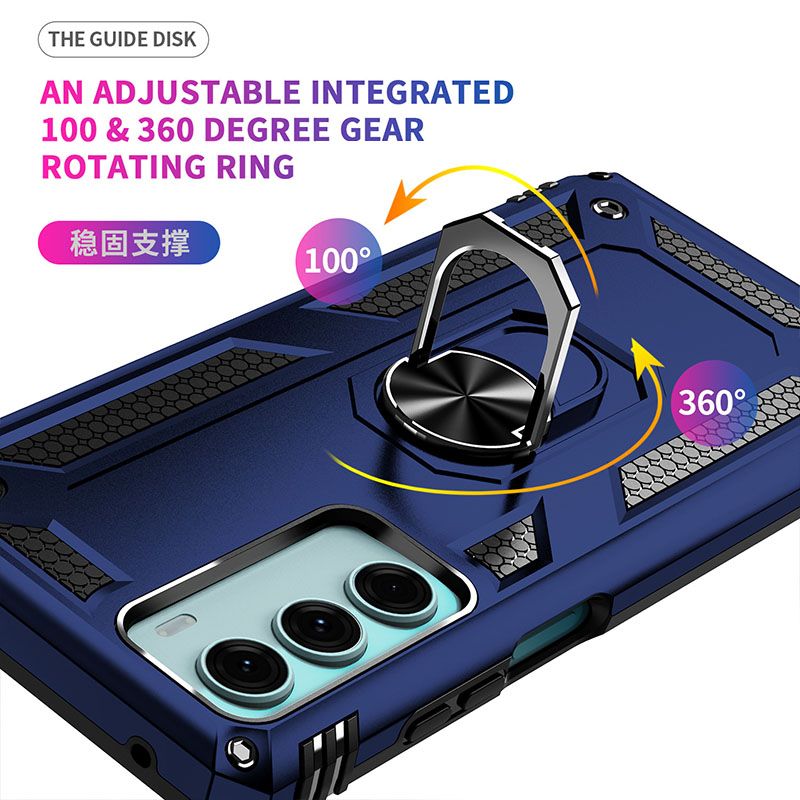 Phone Case For Motorola Edge S30/Moto G200 5G Drop Shock with 360 Metal Swivel Ring Bracket Cover