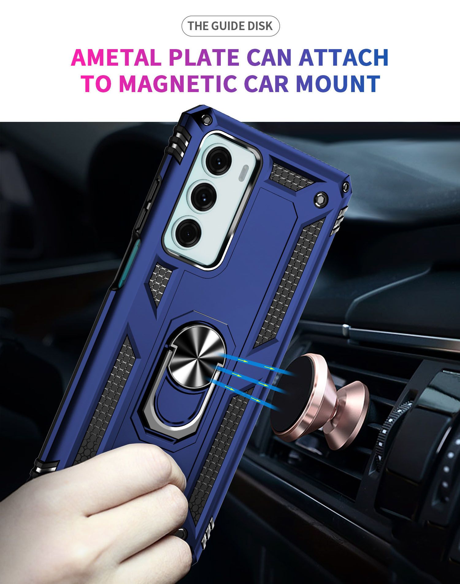 Phone Case For Motorola Edge S30/Moto G200 5G Drop Shock with 360 Metal Swivel Ring Bracket Cover