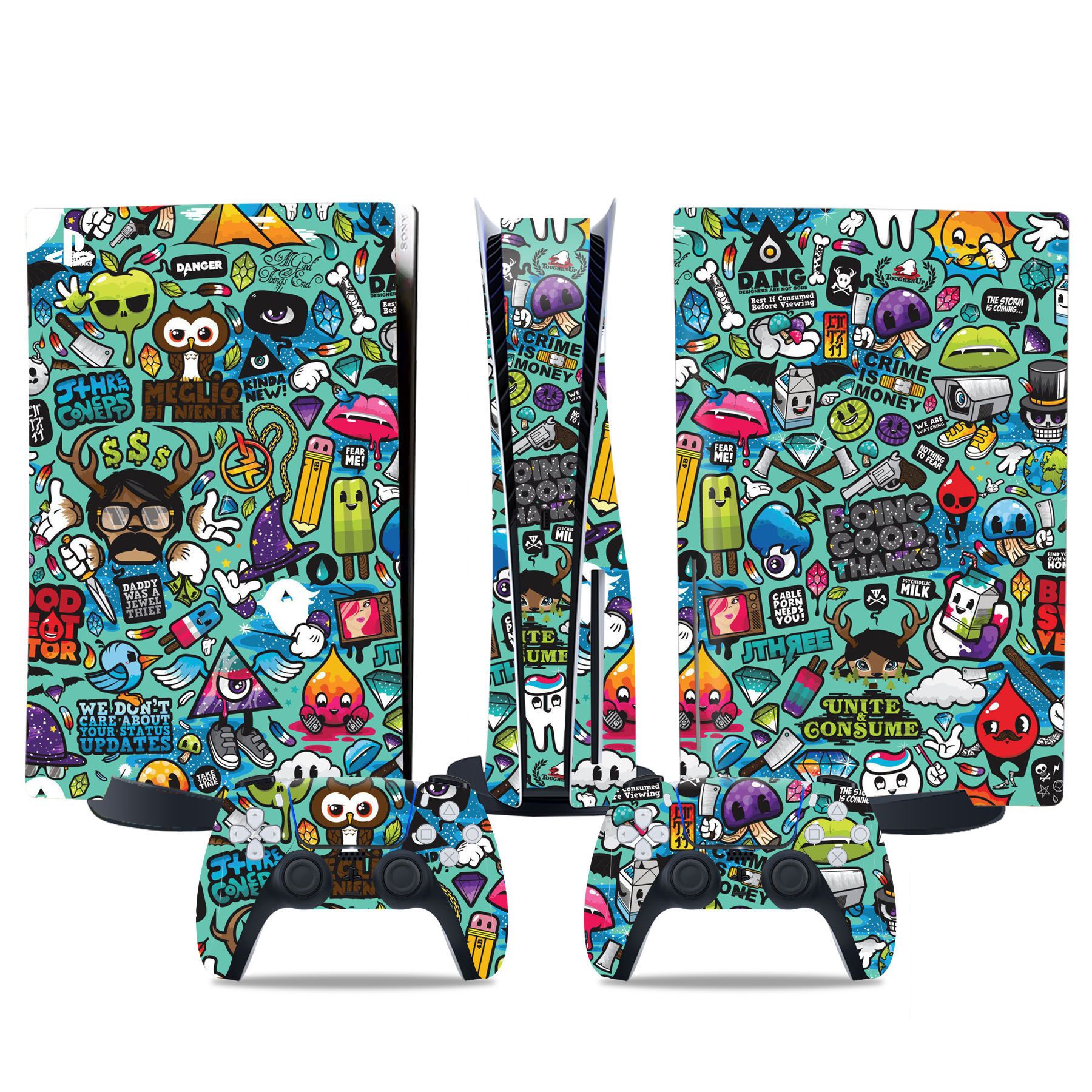 (Only Sticker) Full Body Vinyl Skin Decal Wrap Decal Cover for PS5 Console and Controller