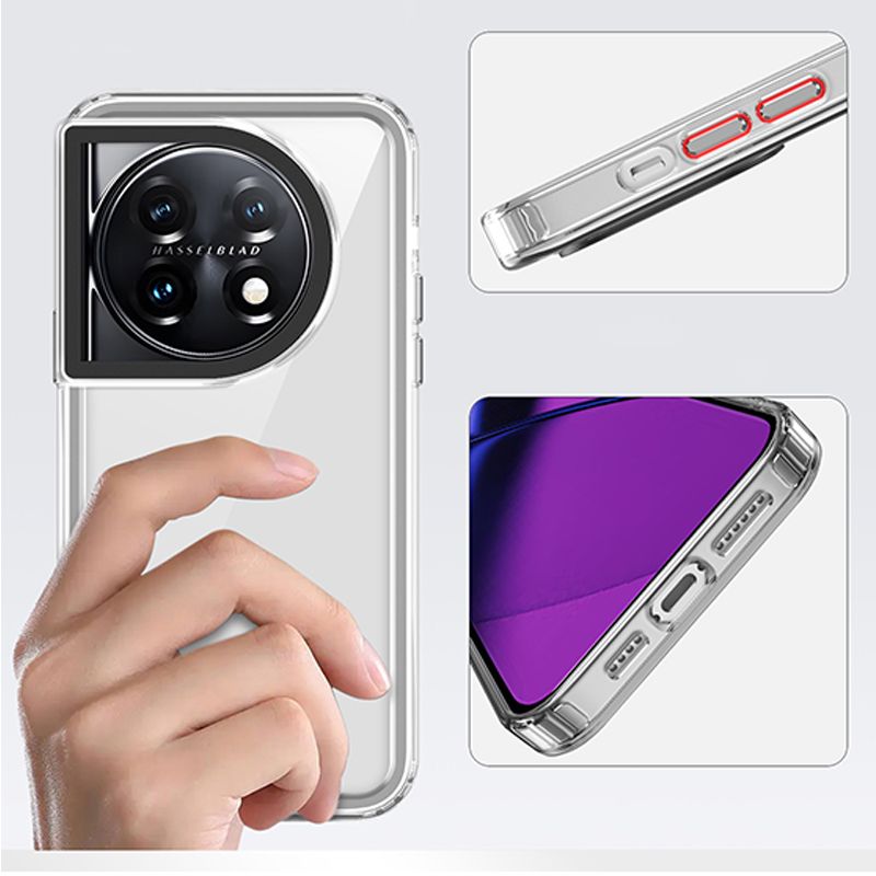 Phone Case for OnePlus 11 5G Clear Acrylic+TPU Shockproof Bumper Cover