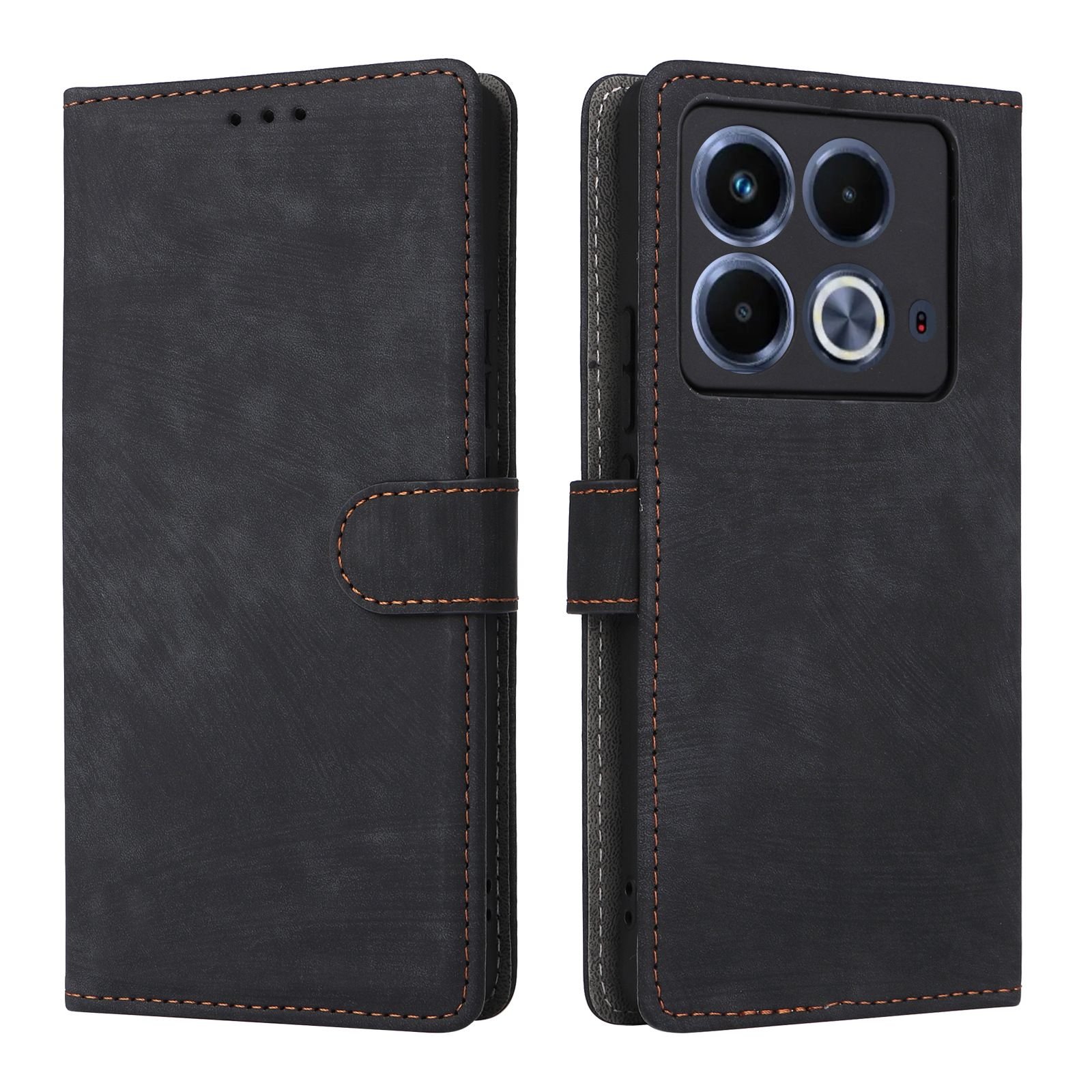 Flip Cover for Infinix Note 40 4G PU Leather Phone Case Full-Body Protection Shockproof [RFID Blocking] Wallet Cover With Hand Strap