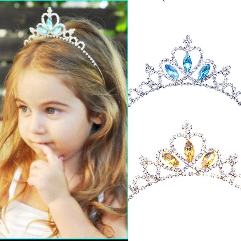 Princess Crown Hair Accessories Headdress Children's Holiday Activities Rhinestone Crown Hair Band Little Girl Headband