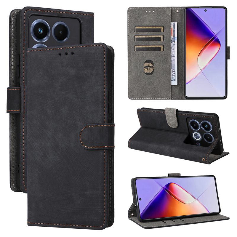 Flip Cover for Infinix Note 40 4G PU Leather Phone Case Full-Body Protection Shockproof [RFID Blocking] Wallet Cover With Hand Strap